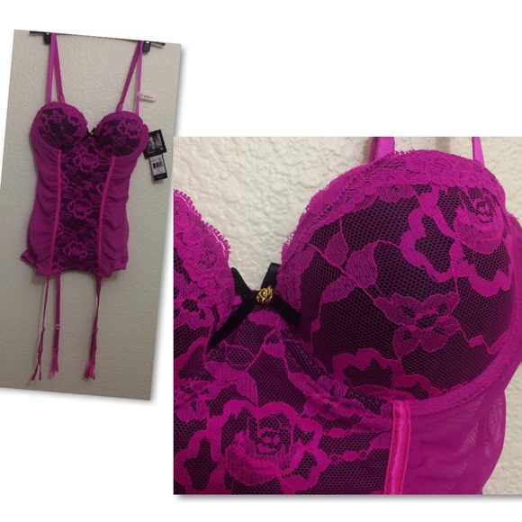 Daisy Fuentes Other - Daisy Fuentes 2-pc Lace Bustier Lingerie Set Pink